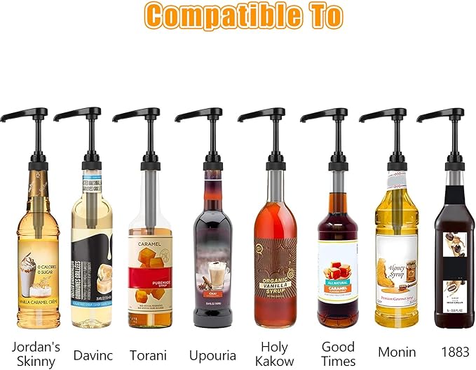 CYEAH 30 Pcs Syrup Pumps, Black Pump Coffee Syrup Pump Dispenser, Black Cherry Juice Bottle Pumps Soda Can Pump Fits 750ml Bottles for Coffee Syrups - Flavorings Bottles
