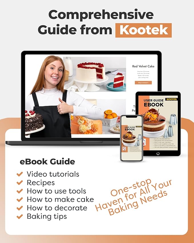 Kootek Aluminium Cake Turntable, 12 Inch Rotating Cake Stand, 35 pcs Cake Decorating Kit Supplies with 24 Numbered Icing Piping Tips, 2 Frosting Spatula, Pastry Bags and Other Baking Tools