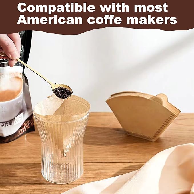 100 Count #4 Cone Coffee Filters Unbleached Natural Paper, 8-12 Cup Size 4 Coffee Filter, Durable, Eco-Friendly, Easy Fit, No Clogging, Smooth Flow, Compatible With Most Drip Machines