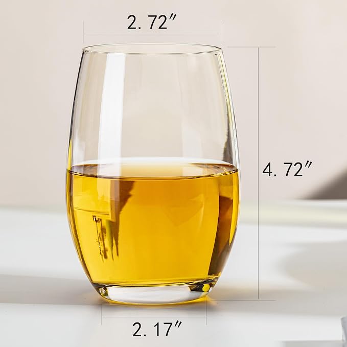 Stemless Wine Glasses Set of 12, 17oz Lead-Free Drinking Glasses for Red & White Wine, Cocktails, Juice, Sturdy Base Glassware Pack for Party, Wedding & Home Bar - Image 4