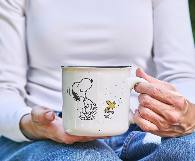 Silver Buffalo Peanuts Snoopy Wax Resist, Ceramic Camper Mug, 20oz | 0.59 Liters - Image 5