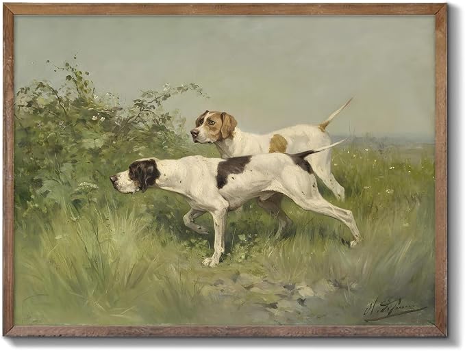 XOCUUI Wall Art Unframed Canvas for Living Room - Retro Twin Dogs Home Wall Decor Eclectic Vintage Landscape Artwork Prints Home Decor Gallery Picture Oil Painting Boho Animal Bedroom Office 8x10In by XOCUUI