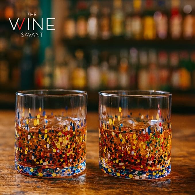Large Confetti DOF Glasses – Set of 2-11oz Luxury Hand Blown Confetti Whiskey, Margarita, Martini, Cocktails, Water, Wine, Dessert & Champagne Glasses Cinco de Mayo, Hand Blown - Mexican Water Glass - Image 8
