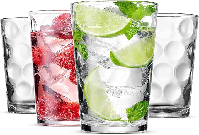 Set of 12 Elegant Everyday Stackable Drinking Glasses - Includes 4-17oz Highball Tumbler Glassware, 4-13oz DOF Rock Glasses, 4-7oz Juice Glasses for Mixed Drinks, Water, Beer, Wine. - Image 7