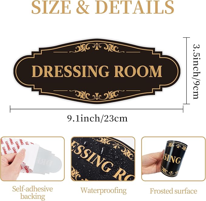 Dressing Room Sign for Door，Self-Adhesive Waterproof Vinyl Vintage Changing Room Signage Sticker, Fitting Room Decor for Home, Business, Shop, Theaters, Clothing Stores, Gyms, Hotels - Image 7