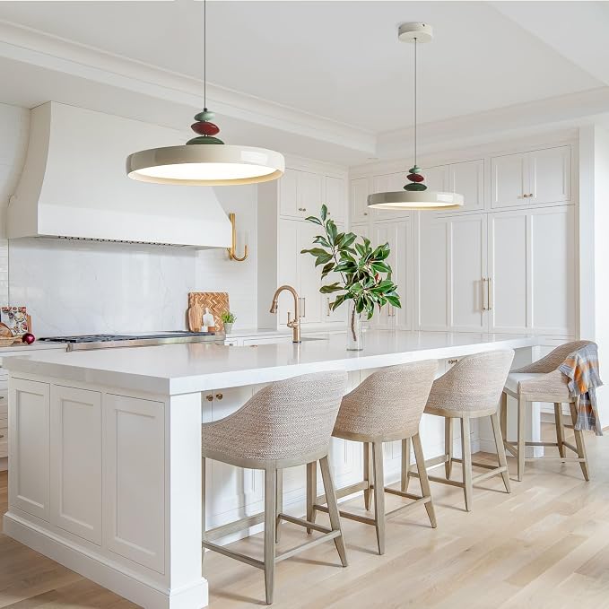 Modern Pendant Lights,White 16" LED Pendant Lighting Fixture with Remote Control Dimmable 3 Color Mode & Brightness, Adjustable Hanging Lamp for Kitchen Dining Room Bedroom Kitchen Island - Image 6