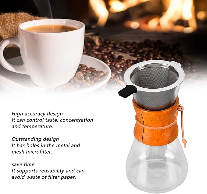 Pour Over Coffee Maker, Custom Pour Over Coffee Dripper Stainless Steel Filter, for Home, Office Supplies, Drip Maker