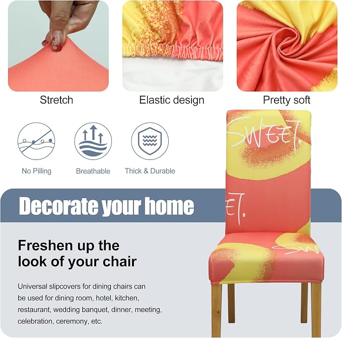 Dining Chair Covers, Stretch Seat Covers, Washable Furniture Protector | 4 Pack, Washable, Stretch Fit, Soft, Non Slip, Dining Chair Covers, Seat Protector, Furniture Cover,Easy Clean - Image 3