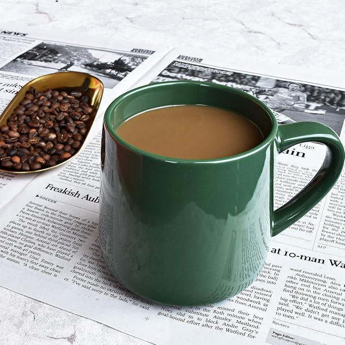 Bosmarlin Glossy Ceramic Coffee Mug, Tea Cup for Office and Home, 18 oz, Suitable for Dishwasher and Microwave(Dark Green, 2) - Image 4