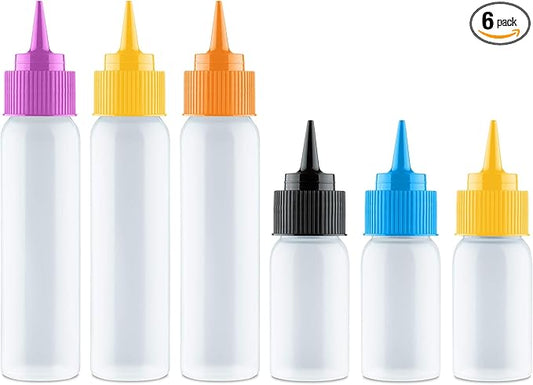 Free Hand Writer Bottles - 6 Easy Small Squeeze Bottles - 3 Each (1 and 2 Ounce) - Cookie Cutters, Cake and Baking Decoration, Food Coloring & Royal Icing Supplies for Writing (6 bottles)