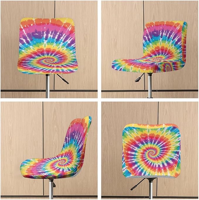 Colorful Tie Dye Bar Stools Covers 2 Pcs Barstool Slipcovers Elastic Stool Cushion Cover Swivel Barstool Covers Slipcovers for Low Short Back - Image 6