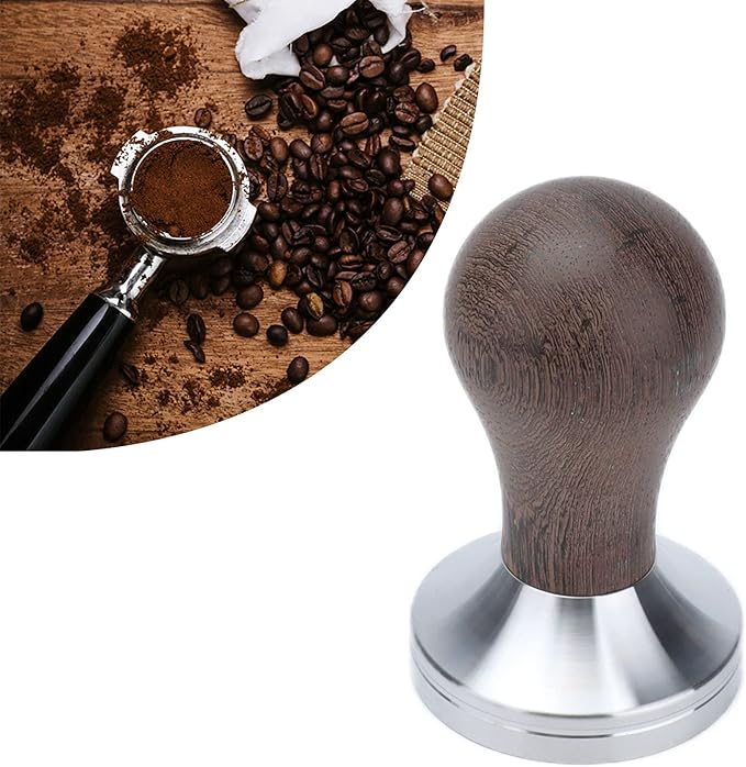 53mm Coffee Tamper Stainless Steel Coffee Powder Press Tool with Comfortable Wooden Handle for Espresso Maker Barista Home Office
