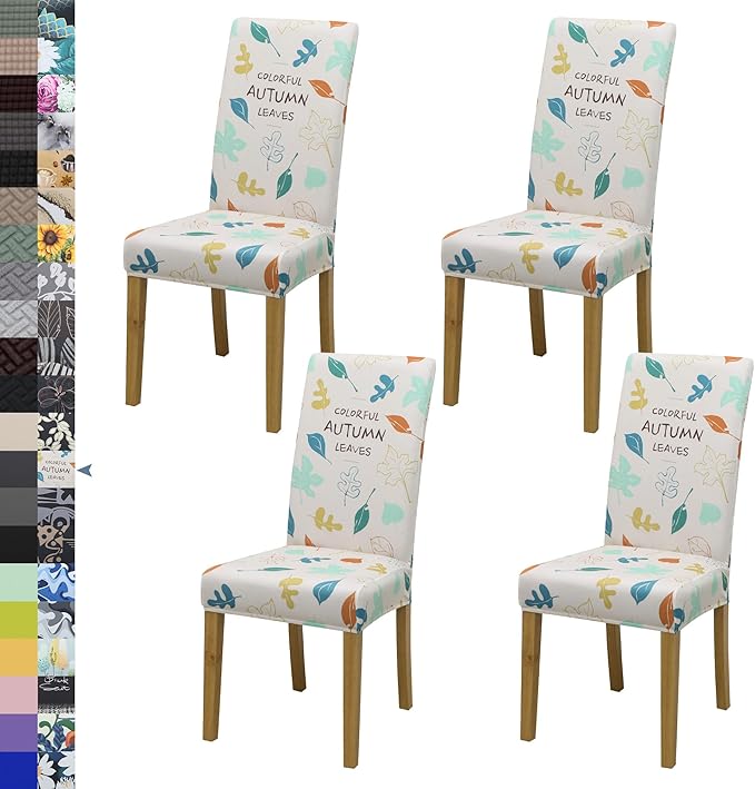 Dining Chair Covers, Stretch Seat Covers, Washable Furniture Protector | 4 Pack, Washable, Stretch Fit, Soft, Non Slip, Dining Chair Covers, Seat Protector, Furniture Cover,Easy Clean by BIETYONE