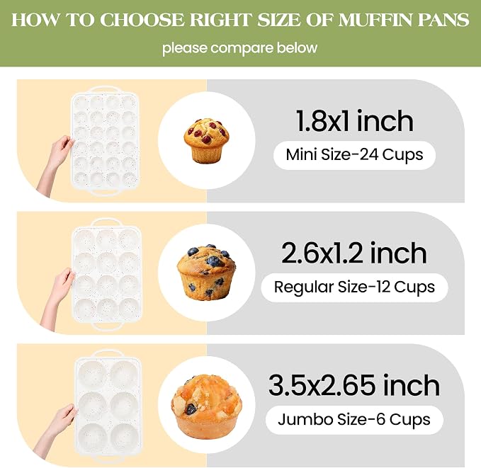 2 Pcs Mini Muffin Pans with Metal Reinforced Frame, 24 Cups Nonstick Silicone Cupcake Tray for Baking, Food Grade Small Muffin Molds with Handles (Cream) | 24 Cups Nonstick Silicone Cupcake Tray for Baking, Food Grade Small Muffin Molds with Handles (C... - Image 6