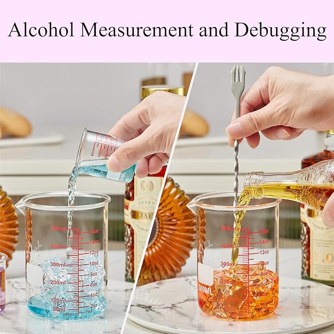 High Borosilicate Glass Measuring Cup Set-V-Shaped Spout，Includes 250ml(8OZ), 500ml(16OZ), and 1000ml(32OZ) Glass Measuring Beaker, Easy to Read