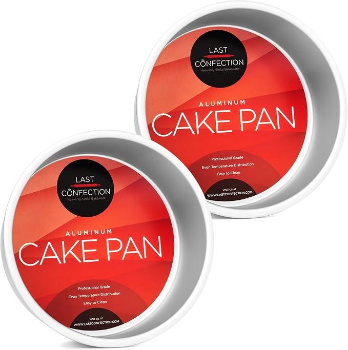 7 x 3 Inch Round Cake Pans, Set of 2 Anodized Aluminum Cake Pans Baking Tins by LastConfection