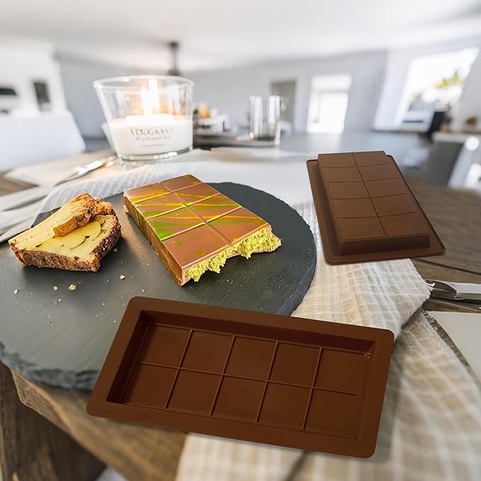 2Pack Deep Chocolate Bar Molds, 1Inch Thick Chocolates Bar Molds, Extra Large And Thick Chocolate Molds for Filling Dubai Pistachio Chocolate Bar