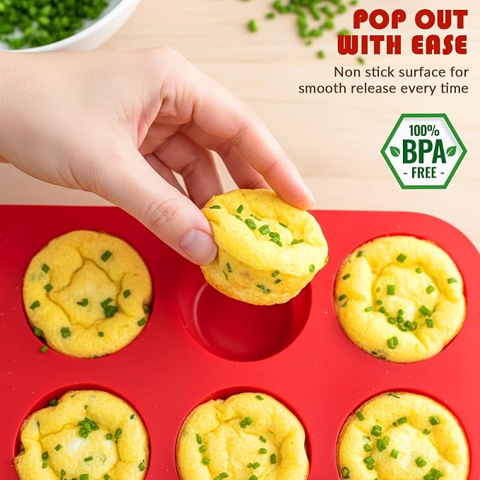 HKNMTT 2Pcs Silicone Muffin Pans for Baking 12Cups BPA-Free Egg Bites Mold | Regular Size, Non-Stick, Food-Grade, Oven Safe, Cupcake Pans Muffin Tin - Image 2