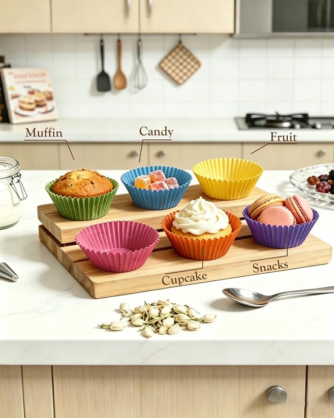 700 Count Colorful Cupcake Liners - Greaseproof Muffin Baking Cups, 2 Inch | Non-Stick, Disposable Muffin Liners — Hold Cupcakes, Muffins, Desserts & Nuts for Parties, Weddings and Birthdays - Image 6