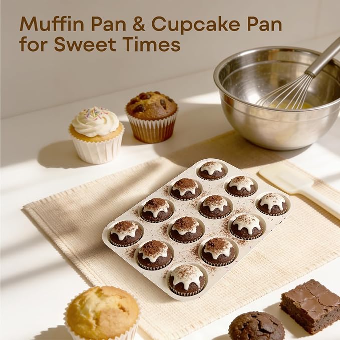 Silicone Muffin Pans for Baking,12 Cup Nonstick Cupcake Pan 2Pcs | Food-Grade Silicone Muffin Tin, Oven Dishwasher Freezer Safe Silicone Molds for Home Baking DIY, Cupcakes, Egg Bites - Image 8