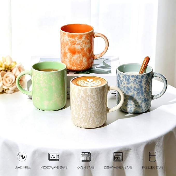 MONITO 17 OZ Coffee Mugs Set of 4, Ceramic Modern Coffee Mugs Set with handle for Tea/Latte/Milk/Cocoa. - Image 3