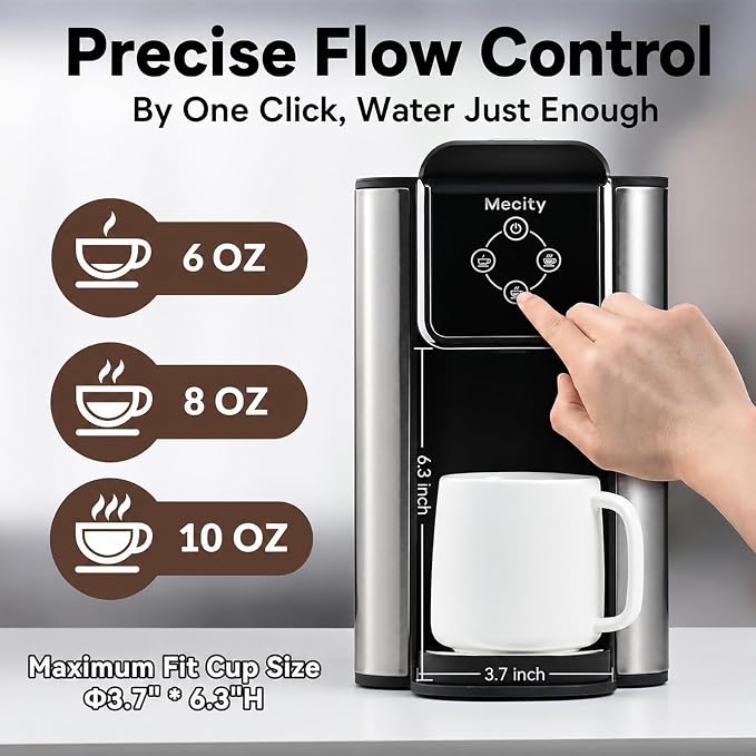 Mecity Coffee Maker 3 in 1 Single Serve Coffee Machine, Compatible with K cup Capsules, Instant Coffee Pot, Tea maker, 6,8,10 Oz Cup, Removable 50 Oz Water Reservoir, 120V 1150W - Image 5