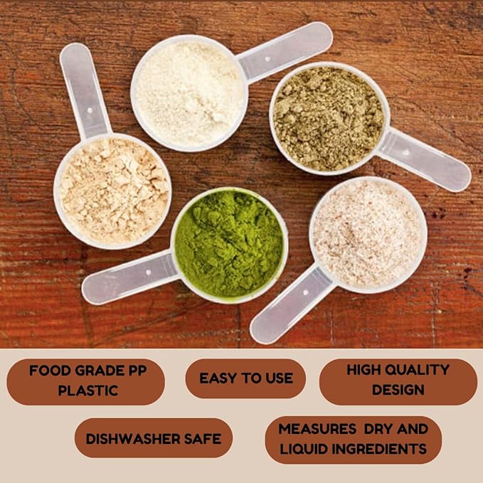 Plastic Measuring Scoop, (148 cc | .625 Cup | 5 oz. | 148 mL) Long Handle Spoons for Powders, Granules, Coffee, Pet Food, Baking Supplies, Protein and Other Dry Goods, BPA Free (Set of 3)