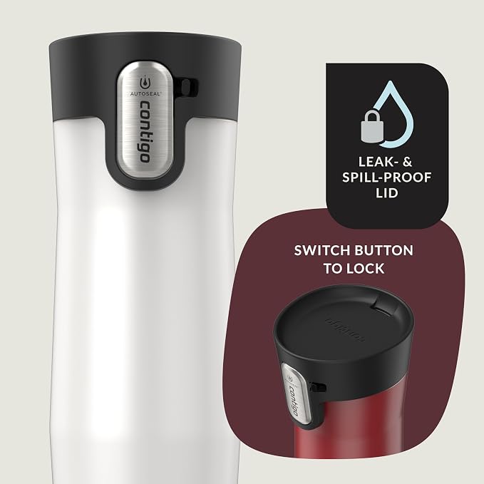 Contigo AUTOSEAL West Loop Vacuum-Insulated Stainless Steel Travel Mug with Easy-Clean Lid 16 oz 2-Pack Goji Berry Frosted Pearl Salt Frosted Pearl - Image 3