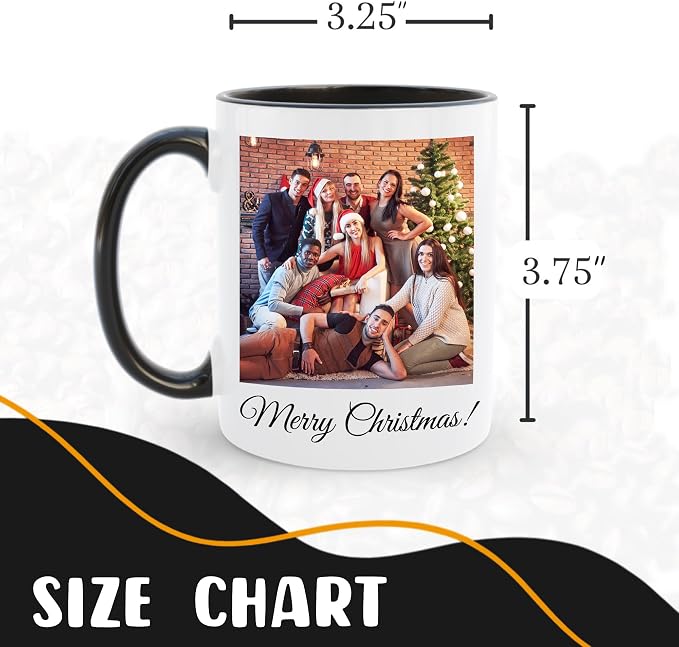 Personalized Coffee Mug, Custom Picture Text or Logo Ceramic Mug, Customized Gift for Men & Women, Taza Personalizada with Photo and Words, Customizable 11 Oz Tea Cup | White - Black - Image 6