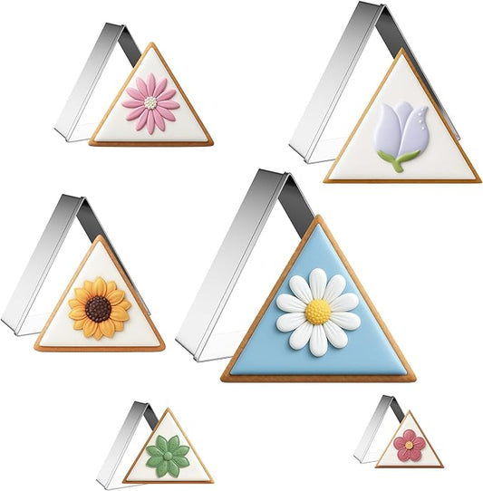 6PCS Triangle Cookie Cutter Set, Stainless Steel Kitchen Baking Supplies, for Biscuit, Homemade Cookies, Cake Decorating, Geometric Cookie Cutter, (1.5", 2", 2.5", 3", 3.5", 4"), Triangle