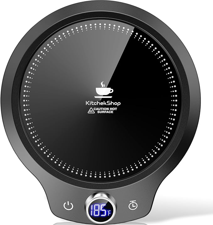 Fast Heating Mug warmer - 4 Temp Settings & 1-12H Timer, Coffee Cup Warmer Plate for Desk Auto Shut Off, LED Display Smart Candle Wax Warmer - Ideal Electric Beverage Warmer Gift for Coffee, Tea, Milk by Kitchekshop