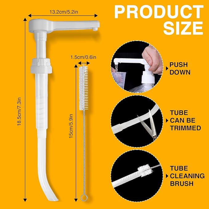 2Pcs White Sauce Pump Dispenser for 64 oz Bottles - Reusable Large 15CC Syrup Pump for Chocolate, Pumpkin, Caramel, Vanilla, Mocha