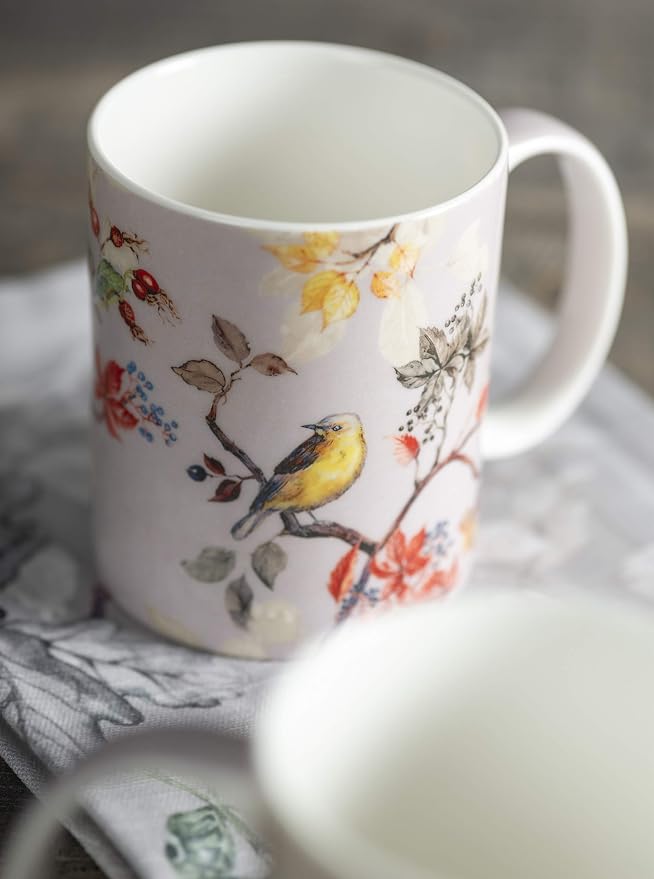 Maison d' Hermine Coffee Mug with Handles Tea Cups (12 Ounce, Pack of 2) | Fine Bone China Coffee Mugs for Hot Beverages Cappuccino Latte Home Restaurant Hotel Spring Summer -Equinoxe - Grey - Image 7