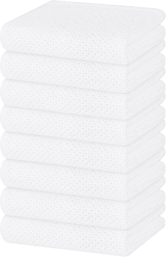 Homaxy 100% Cotton Waffle Weave Kitchen Dish Towels 8-Pack, White | 13 x 28 Inches, Ultra Soft Absorbent Dish Towels, Quick Drying Cleaning Towels by Homaxy