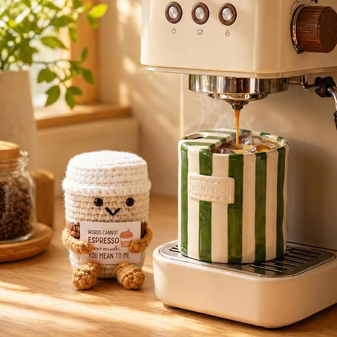 Coffee Lover Gift Set for Women Men, Ceramic Coffee Mug and Handmade Crochet Potato Partner Toy with Positive Card for Friends Teachers Staff Employees Volunteers Birthday Office Desk Decor - Image 2