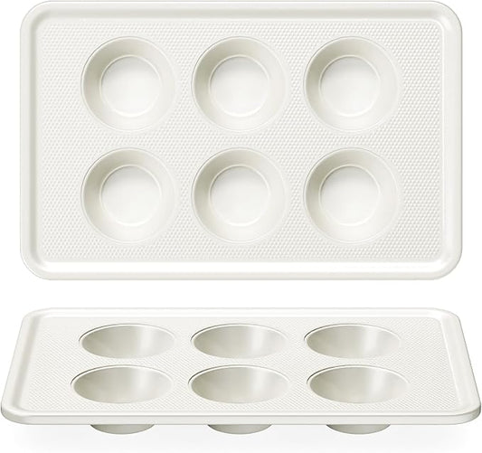 2 Pack Nonstick Ceramic Muffin Pan, 6 Cup Muffin tin for Baking, Non-toxic Cupcake Pan, Heavy-duty Aluminized Steel Cupcake Tray with Diamond Texture, Easy To Clean (Cream, 2PCS) by HONGBAKE