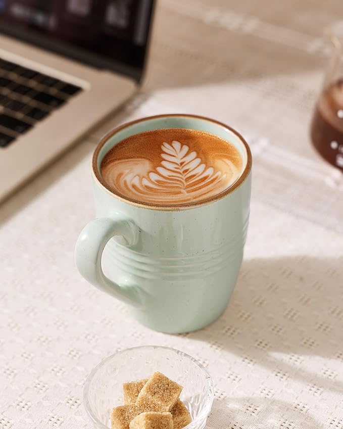 famiware Jupiter Coffee Mugs Set of 6, 13oz Coffee Mug, Microwave and Dishwasher Safe, Coffee Cups with Handle for Coffee, Tea, Cocoa, Milk, Light Green - Image 3