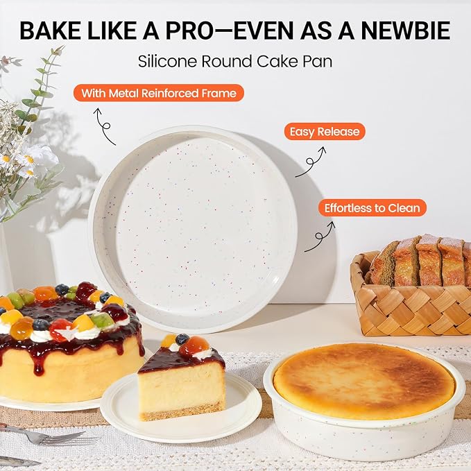 CAKETIME Silicone Round Cake Pan with Metal Reinforced Frame - Image 2