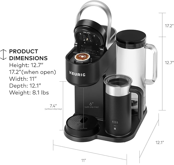 Keurig K-Café SMART Single Serve Coffee Maker with WiFi Compatibility, Latte and Cappuccino Machine with Built-In Frother, 6 Brew Sizes, Black | WiFi Compatibility, Latte, Cappuccino Machine with Built-In Frother, 6 Brew Sizes - Image 8