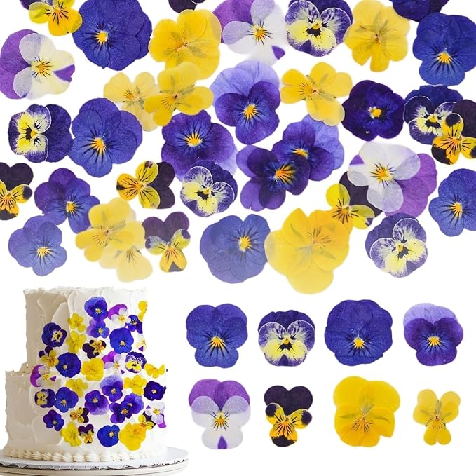 Dried Edible Viola Tricolor Flowers – 48 Real Pressed Pansy Petals for Cake Decoration, Cocktail Garnish, Resin Jewelry, Candle & Soap Making, Wedding Confetti - Image 2