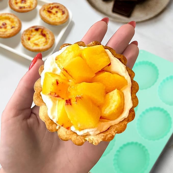 3Pack Mini Tart Pan Silicone, Mini Quiche Pans 3Inch,Non-stick Pie Pans, Egg Tart Mold for Pies, Quiches, Mousse Cakes, Dessert Baking