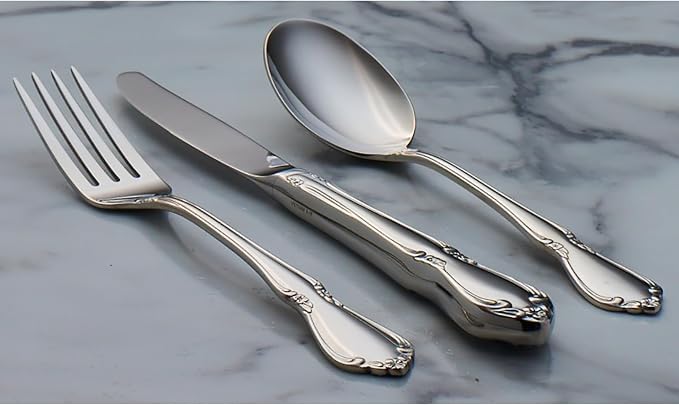 Oneida Silverware Set, Chateau Fine Flatware Dinner Knives Set, Service For 4, 18/10 Stainless Steel Knives, Dishwasher Safe, Utensils, Tableware, Cutlery, Dinner Knife (Silver, 4 Piece) - Image 4