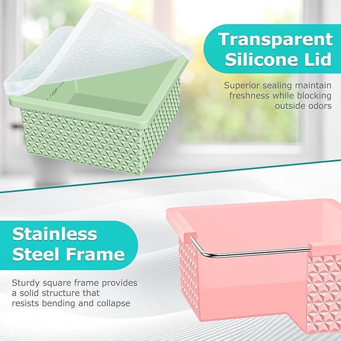 Silicone Freezer Tray with Lid-Stackable Soup Freezer Container Molds,2-Cup Ice Cube Trays for Perfect Portion Control,Food Storage & Meal Prep,Oven & Dishwasher Safe-4 Pack
