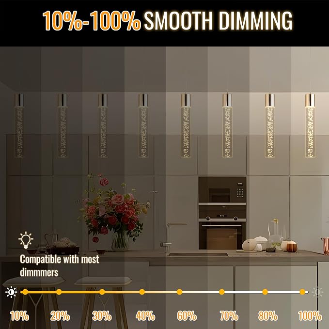 Dimmable LED Pendant Lights Kitchen Island Lighting,5CCT/2700K/3000K/3500K/4000K/5000K,Modern Hanging Island Lights Kitchen Ceiling Lighting Fixtures,for Kitchen Dining Room (Gold, 3 Pack) - Image 3