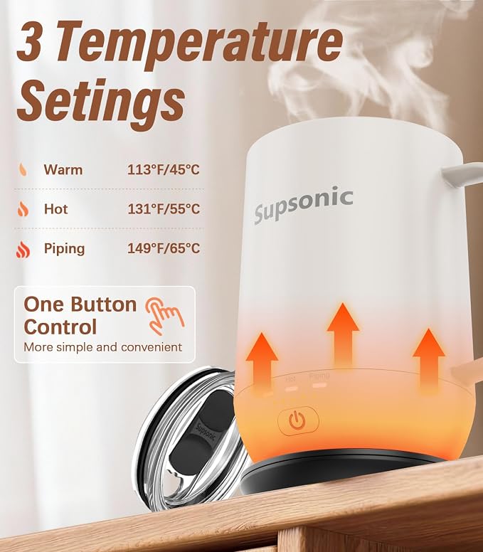 Supsonic - 16oz Self Heating Coffee Mug, Smart Heated Coffee Mug Faster Direct-Contact Heating Up to 149°F, Coffee Mug Warmer Set with Auto Shut-Off - Gifts for Men Women | S2 - Image 2