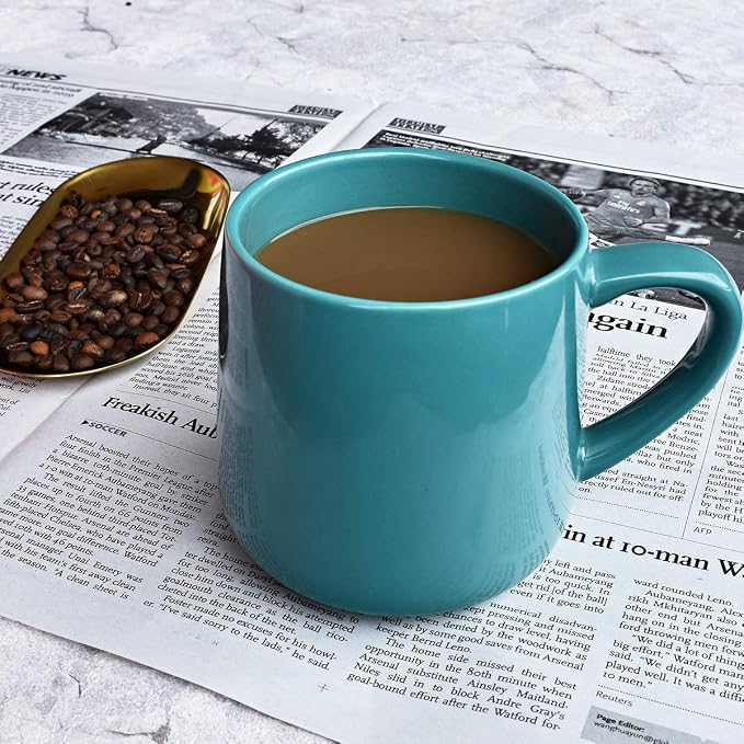 Bosmarlin Glossy Ceramic Coffee Mug Set of 2, Tea Cup for Office and Home, 18 oz, Suitable for Dishwasher and Microwave(Aquamarine, 2) - Image 4