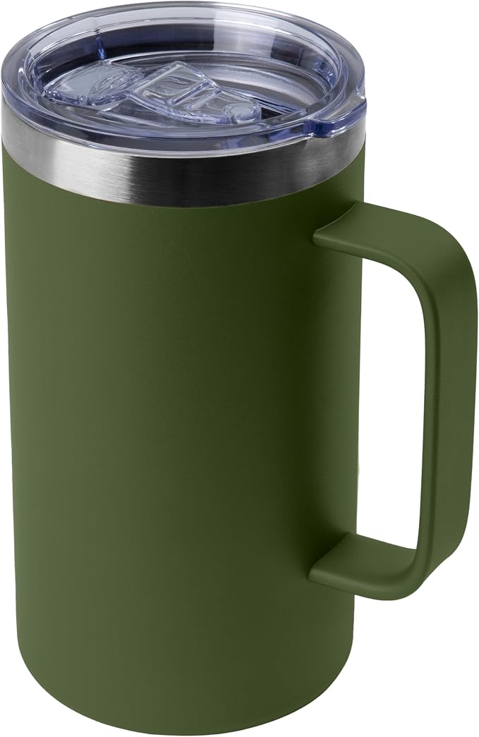 DOMICARE 24oz Mug with Handle and Lid, Stainless Steel Coffee Mug, Reusable Insulated Cup, Travel Mug with Handle, Double Wall Vacuum Coffee Tumbler for Men and Women, Army Green, Pack 1 by VisittheDOMICARE