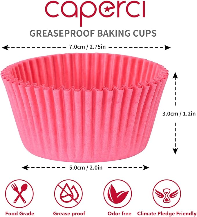 Caperci Standard Pink Cupcake Muffin Liners 500-Count, No Smell, Food Grade & Grease-Proof Paper Baking Cups (Pink) - Image 4