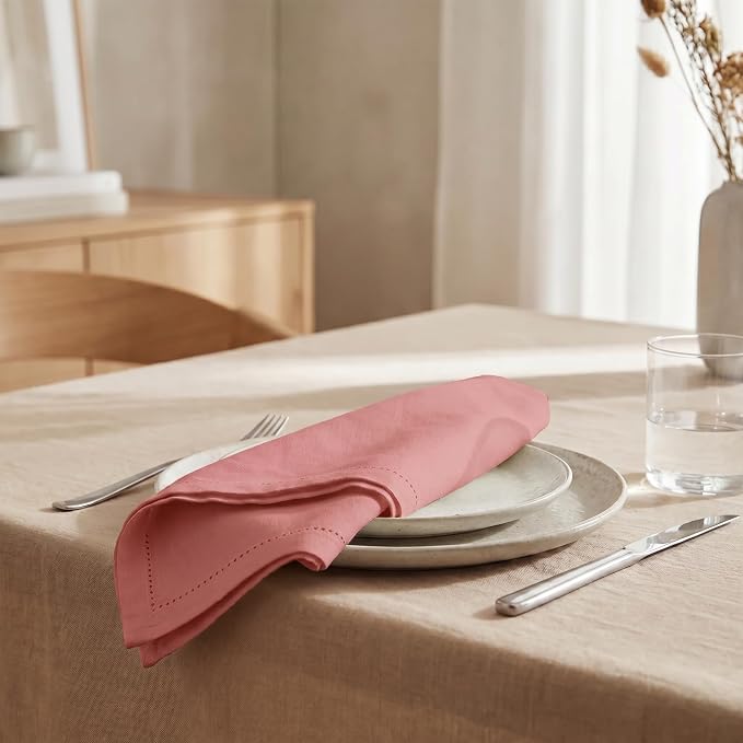 Urban Villa Hemstitch Cloth Dinner Napkins Cotton 20”x20” (Set of 12)-Rust - Image 4