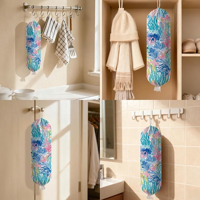 Plastic Bag Holder Dispenser, Plants Plastic Grocery Bag Organizer & Wall Mount Paper Trash Bag Saver Storage for Kitchen Home Pantry Decor, Shopping Bags Storage Dispenser - Image 7